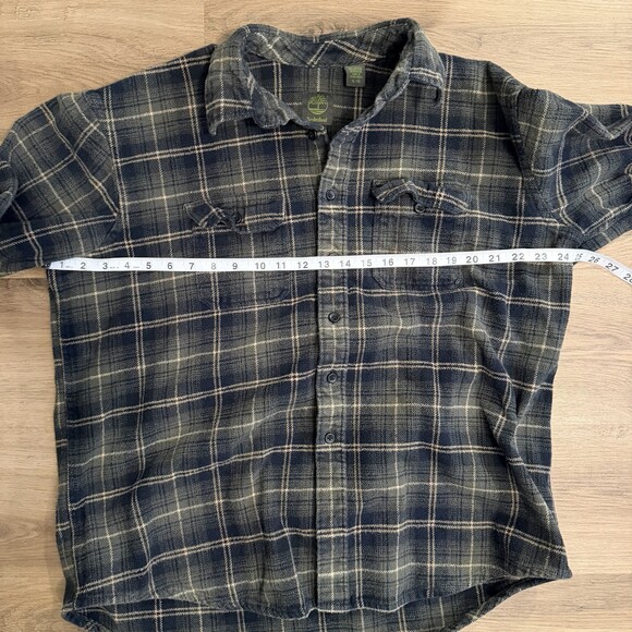 Men’s Timberland Flannel Shirt XL | 100% Cotton | Black Green Plaid - Picture 5 of 8